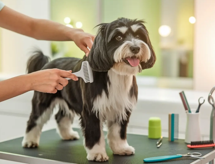 What are the 7 steps of grooming a dog?